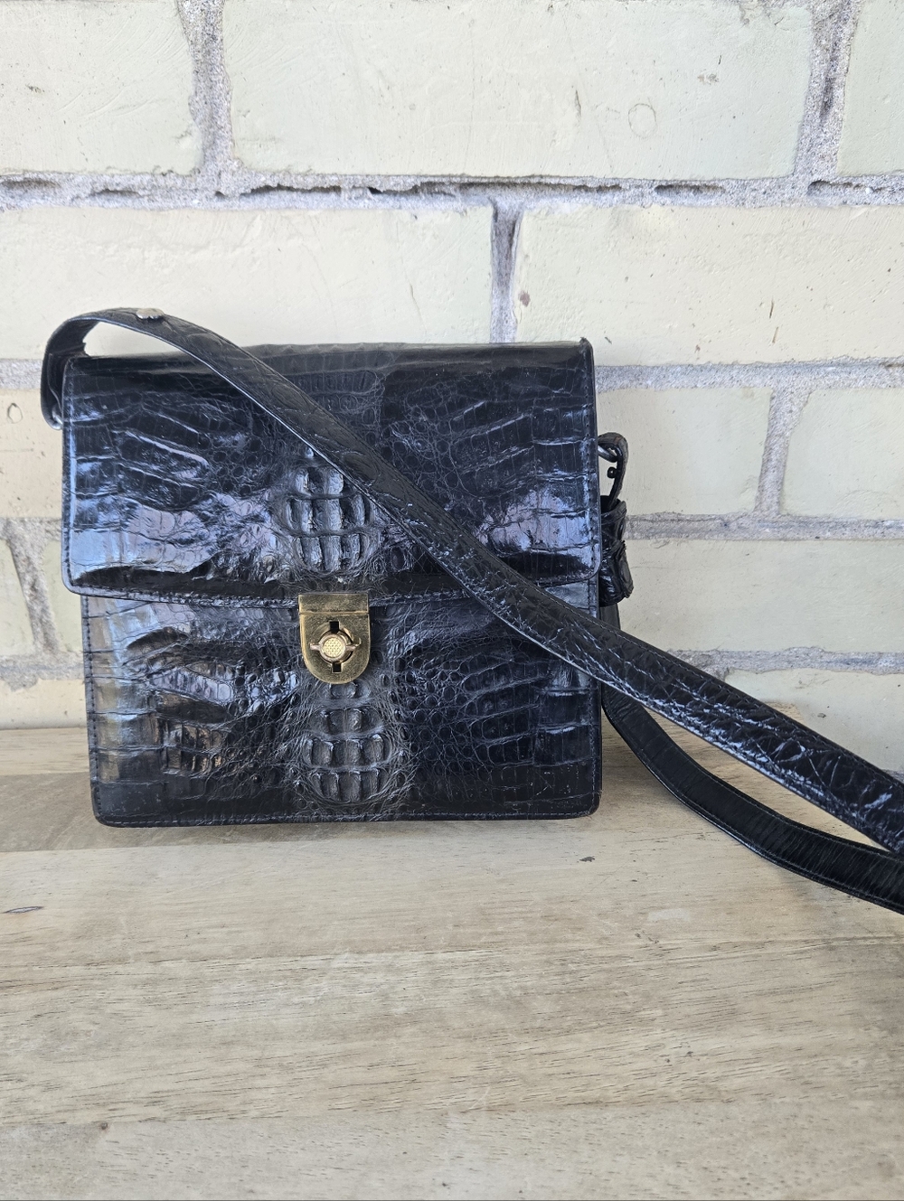 Vintage Black Crocodile Bag